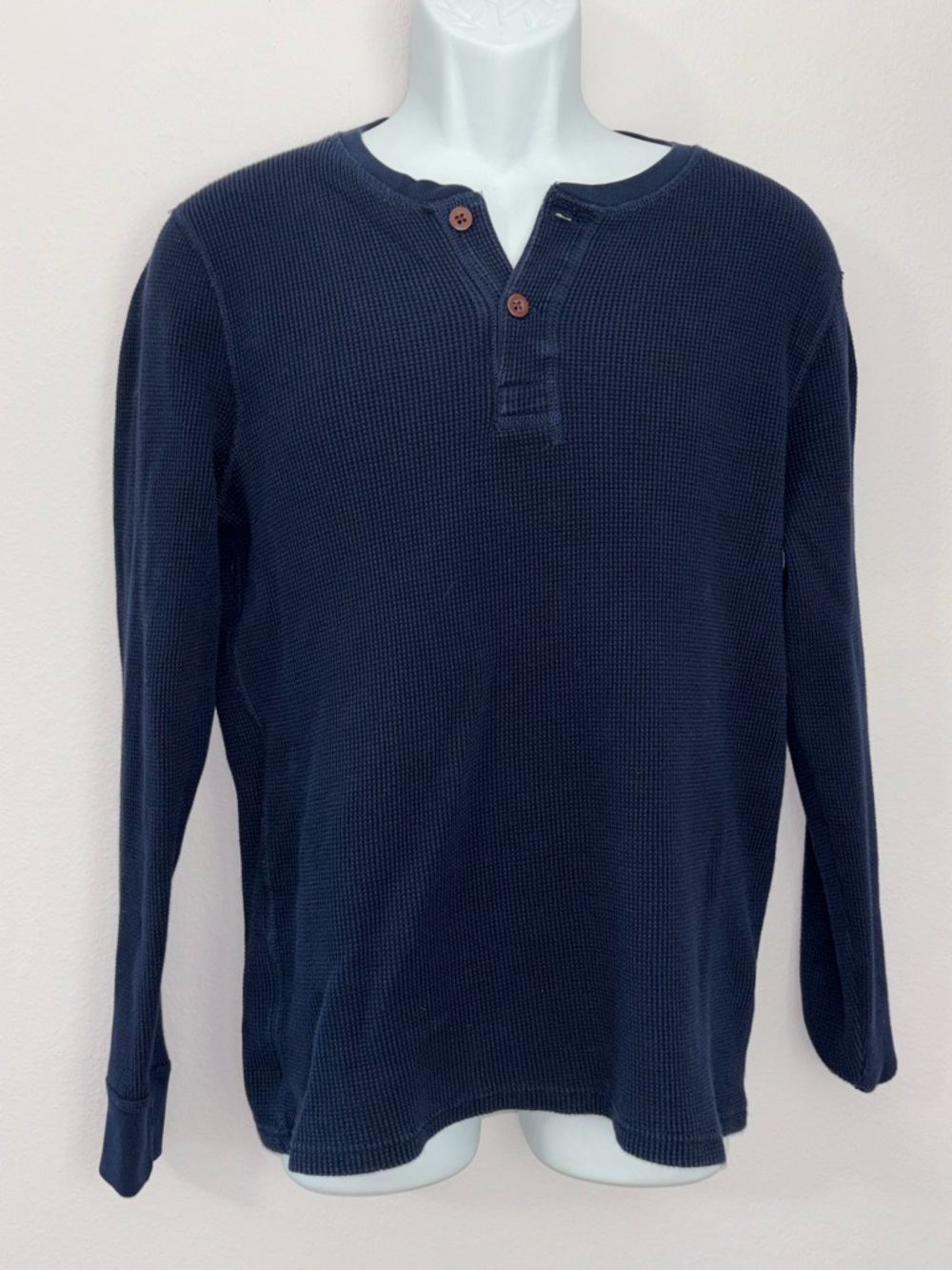 J CREW MERCANTILE Blue 2-Buttoned Long Sleeve 100% Cotton Waffle Shirt Size L